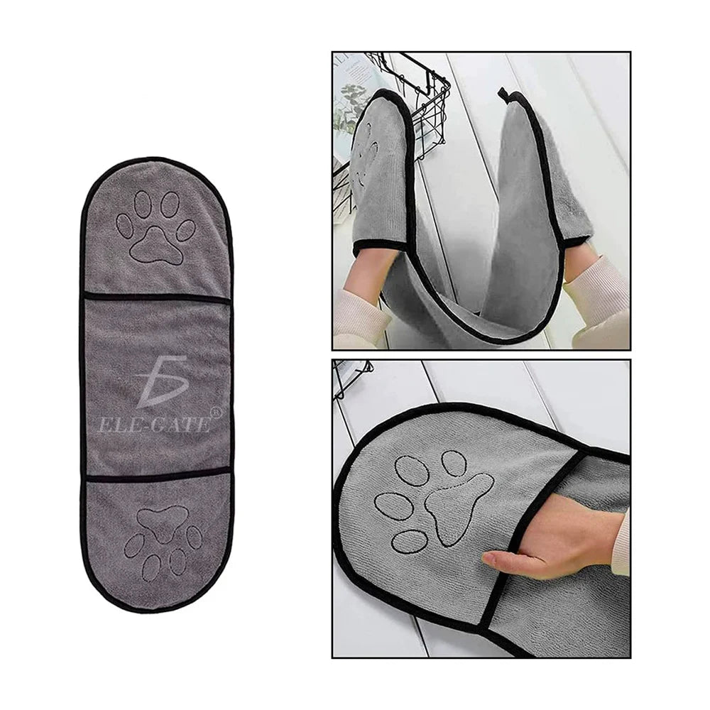 Toalla de baño absorbente de microfibra con bolsillos para mascota